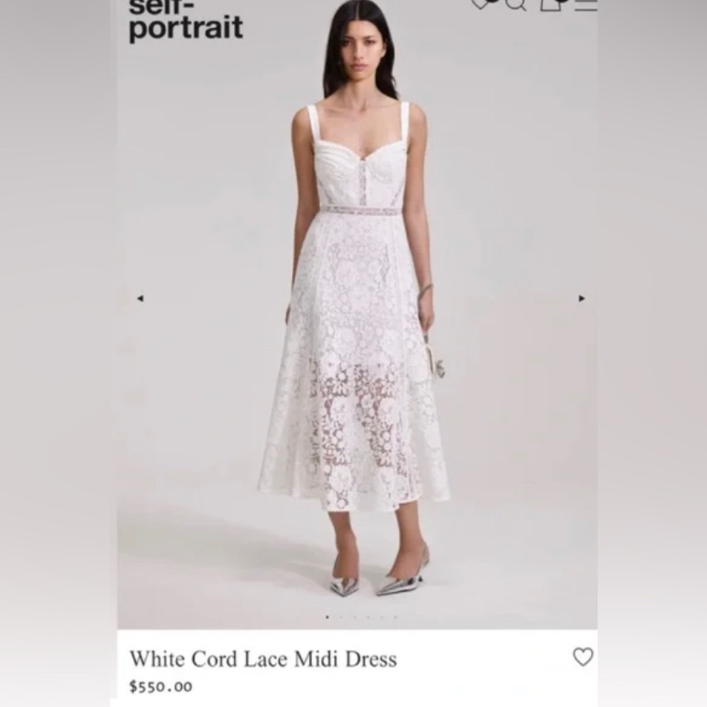 Self Portrait white lace corded midi dress